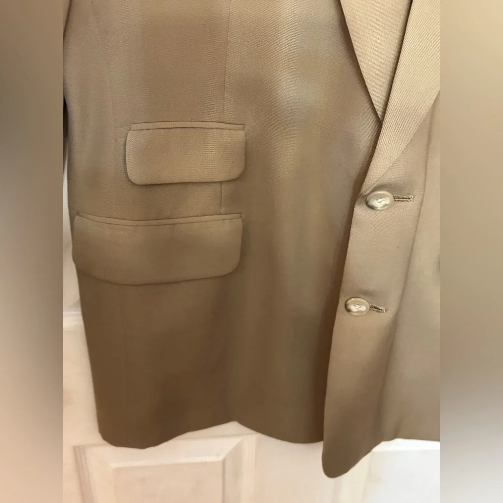 Vtg 1989 H. Freeman & Son Custom Made Khaki Tan Wool Sport Coat size 46